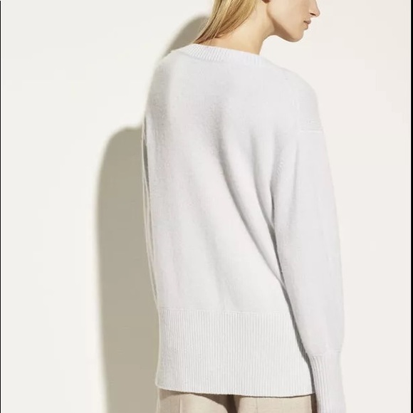 Vince Cashmere Rib Hem V-Neck Tunic Sweater - Picture 4 of 5
